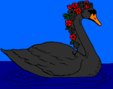Coloring page Swan with flowers painted byShannen