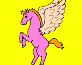 Coloring page Pegasus on hind legs painted bylærke j