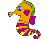 Coloring page Sea horse painted bysø