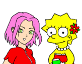 Coloring page Sakura and Lisa painted byHanan Wazzy