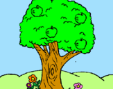 Coloring page Apple tree painted bym