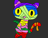 Coloring page Doodle the cat mummy painted byKK