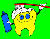 Coloring page Tooth cleaning itself painted byoliver.r.w