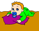 Coloring page Baby playing painted bymie