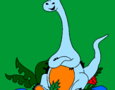 Coloring page Seated Diplodocus  painted byVEKI SE VOZI3
