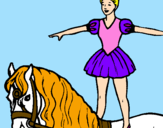 Coloring page Trapeze artist on a horse painted bytatiana