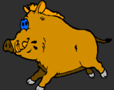 Coloring page Wild boar painted bysille
