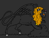 Coloring page Winged lion painted byjulie 3.A