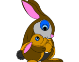 Coloring page Mother rabbit painted byc a t