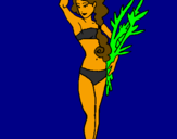 Coloring page Roman woman in bathing suit painted bythomas