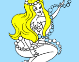 Coloring page Mermaid and bubbles painted bylærke j