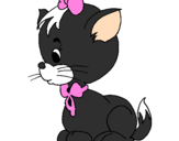 Coloring page Cat with bow painted bymaria