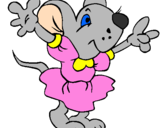 Coloring page Rat wearing dress painted byc a t