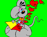 Coloring page Mouse in love painted bymin skat