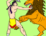 Coloring page Gladiator versus a lion painted byXevi-alonso-sanchez
