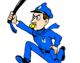 Coloring page Police officer running painted bymanan