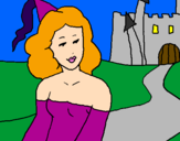 Coloring page Princess and castle painted byfrsfsfs