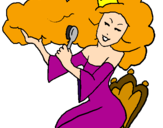 Coloring page Princess brushing her hair painted byuglyresfa