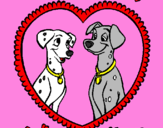 Coloring page Dalmatians in love painted bymarla