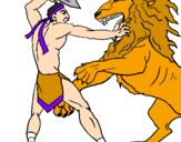 Coloring page Gladiator versus a lion painted byCassy 