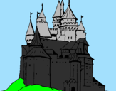 Coloring page Medieval castle painted byking of the black knight