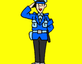 Coloring page Police officer waving painted bykelan