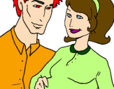 Coloring page Father and mother painted byhabiba
