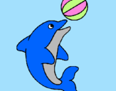 Coloring page Dolphin playing with a ball painted byMARILIZA