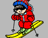 Coloring page Little boy skiing painted byskarlyth krysthell