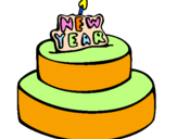 Coloring page New year cake painted byMARILIZA