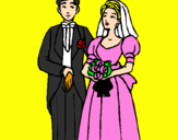 Coloring page The bride and groom III painted bymarla