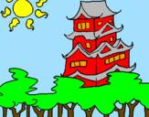 Coloring page Japanese house painted bykelan
