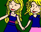Coloring page Girls shaking hands painted byhabiba