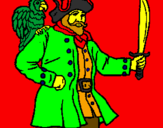 Coloring page Pirate with parrot painted byShavin