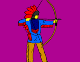 Coloring page Indian with bow painted byShavin