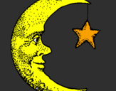 Coloring page Moon and star painted bychristian