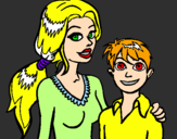 Coloring page Mother and son  painted byxevi-alonso-sanchez