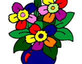 Coloring page Vase of flowers painted byeli
