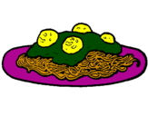 Coloring page Spaghetti with meat painted bysketti