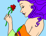 Coloring page Princess with a rose painted byHTT