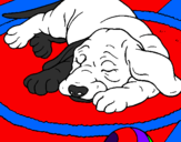 Coloring page Sleeping dog painted bycaue