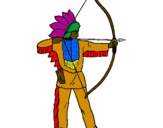 Coloring page Indian with bow painted bykelan