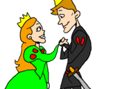Coloring page Prince and princess looking at each other painted bykelan