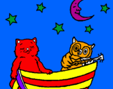 Coloring page Cat and owl painted byreubenb