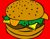 Coloring page Hamburger with everything painted bykelan