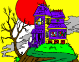 Coloring page Haunted house painted byroger