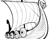 Coloring page Viking boat painted bygino