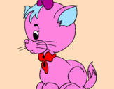 Coloring page Cat with bow painted bydaniela.h.