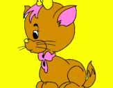 Coloring page Cat with bow painted bymaFFFDrapaz