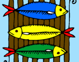 Coloring page Fish painted byshark eat fish